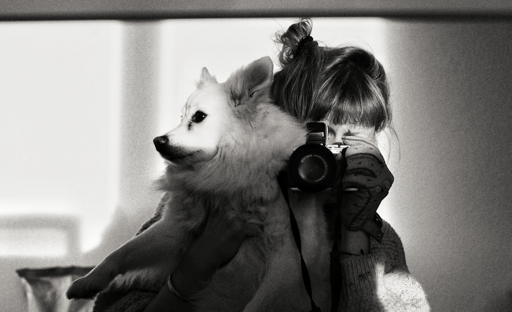 Selfie with dog. Creativity
