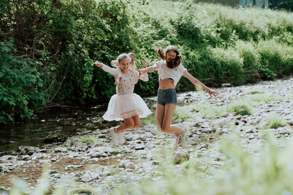 kids jumping celebrate