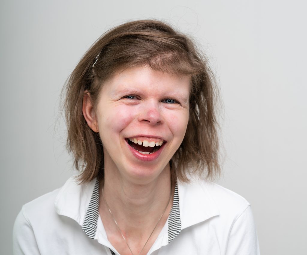 authentic smile of a girl laughing