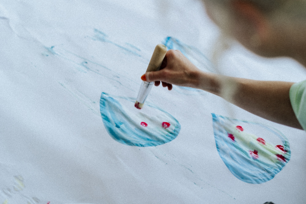 detail of an artist at work