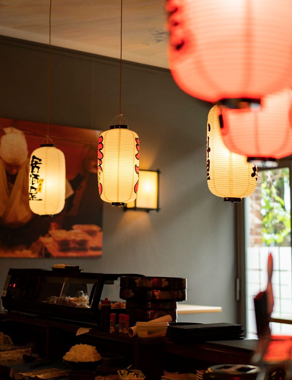 Interior Photography of a Japanese restaurant with Lanterns