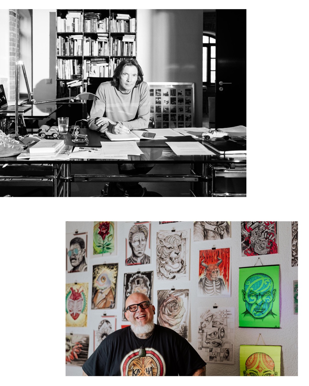 Two Environmental Portraits - Michael Köckritz in his ramp office in Reutlingen and Volker Kloth in his tattoo studio Reutlingen - captured by Lifestyle Business Photographer Nadine Wilmanns